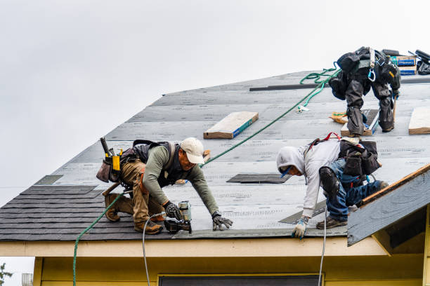 Professional Gutter Installation technician working in Readfield, ME